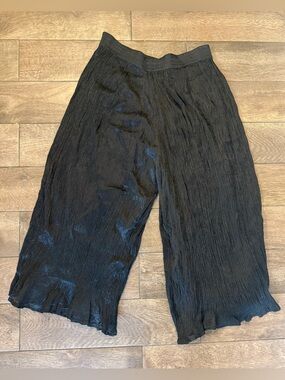 Black Crinkle Wide-Leg Palazzo FlowlyPants Size Small